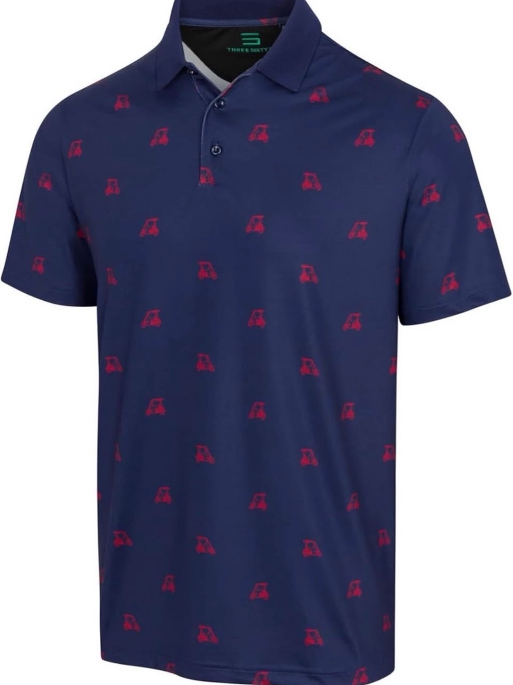 Men's Navy Polo with Red Micro-Print